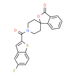 ChemSpider 2D Image | 1'-[(5-Fluoro-1-benzothiophen-2-yl)carbonyl]-3H-spiro[2-benzofuran-1,4'-piperidin]-3-one | C21H16FNO3S