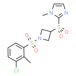 ChemSpider 2D Image | 2-({1-[(3-Chloro-2-methylphenyl)sulfonyl]-3-azetidinyl}sulfonyl)-1-methyl-1H-imidazole | C14H16ClN3O4S2