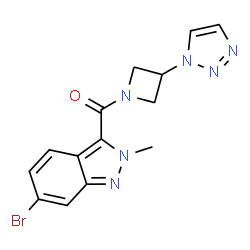 ChemSpider 2D Image | (6-Bromo-2-methyl-2H-indazol-3-yl)[3-(1H-1,2,3-triazol-1-yl)-1-azetidinyl]methanone | C14H13BrN6O