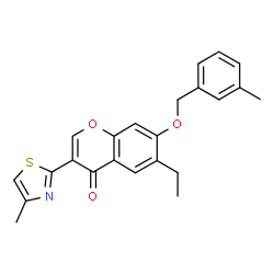 ChemSpider 2D Image | 6-Ethyl-7-[(3-methylbenzyl)oxy]-3-(4-methyl-1,3-thiazol-2-yl)-4H-chromen-4-one | C23H21NO3S
