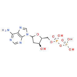 ChemSpider 2D Image | 9-{2-Deoxy-5-O-[hydroxy(phosphonooxy)phosphoryl]-alpha-D-erythro-pentofuranosyl}-9H-purin-6-amine | C10H15N5O9P2