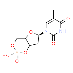 ChemSpider 2D Image | 1-[(6R)-2-Hydroxy-2-oxidotetrahydro-4H-furo[3,2-d][1,3,2]dioxaphosphinin-6-yl]-5-methyl-2,4(1H,3H)-pyrimidinedione | C10H13N2O7P