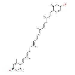 ChemSpider 2D Image | 3'-Hydroxy-4,4'-didehydro-6,6'-dihydro-beta,beta-caroten-3-one | C40H54O2