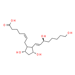 ChemSpider 2D Image | (5Z,9alpha,11alpha,13E,15S)-9,11,15,20-Tetrahydroxyprosta-5,13-dien-1-oic acid | C20H34O6