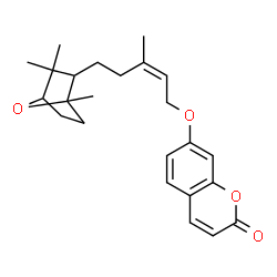 ChemSpider 2D Image | 7-{[(2Z)-3-Methyl-5-(1,3,3-trimethyl-7-oxabicyclo[2.2.1]hept-2-yl)-2-penten-1-yl]oxy}-2H-chromen-2-one | C24H30O4