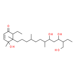 ChemSpider 2D Image | 5-[8,10-Dihydroxy-11-(hydroxymethyl)-4,7-dimethyltridecyl]-6-ethyl-4-hydroxy-4,5-dimethyl-2-cyclohexen-1-one | C26H48O5