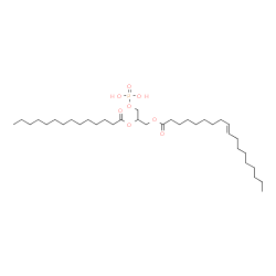 ChemSpider 2D Image | 3-(Phosphonooxy)-2-(tetradecanoyloxy)propyl (9E)-9-octadecenoate | C35H67O8P
