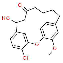 ChemSpider 2D Image | 2-Oxatricyclo[13.2.2.13,7]eicosa-3,5,7(20),15,17,18-hexaen-10-one, 4,8-dihydroxy-17-methoxy- | C20H22O5