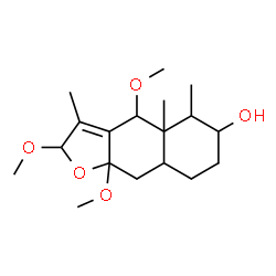 ChemSpider 2D Image | 2,4,9a-Trimethoxy-3,4a,5-trimethyl-2,4,4a,5,6,7,8,8a,9,9a-decahydronaphtho[2,3-b]furan-6-ol | C18H30O5