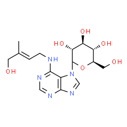 ChemSpider 2D Image | 7-(D-Glucopyranosyl)-N-[(2E)-4-hydroxy-3-methyl-2-buten-1-yl]-7H-purin-6-amine | C16H23N5O6