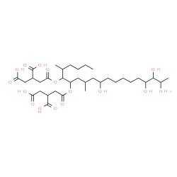 ChemSpider 2D Image | 2,2'-{(19-Amino-11,17,18-trihydroxy-5,9-dimethyl-6,7-icosanediyl)bis[oxy(2-oxo-2,1-ethanediyl)]}disuccinic acid | C34H59NO15