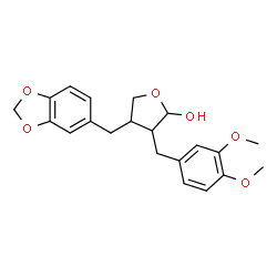 ChemSpider 2D Image | 4-(1,3-Benzodioxol-5-ylmethyl)-3-(3,4-dimethoxybenzyl)tetrahydro-2-furanol | C21H24O6
