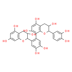 ChemSpider 2D Image | 2-(3,4-Dihydroxyphenyl)-8-[4,5-dihydroxy-2-(3,5,7-trihydroxy-3,4-dihydro-2H-chromen-2-yl)phenyl]-3,5,7-chromanetriol | C30H26O12