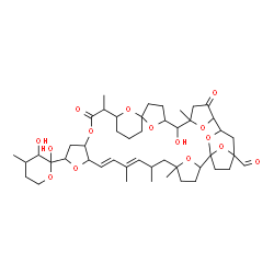 ChemSpider 2D Image | 3,4-Dideoxy-1-C-[(8E,10E)-35-formyl-28-hydroxy-5,7,9,19,29-pentamethyl-18,31-dioxo-13,17,38,39,40,41,42,43-octaoxaoctacyclo[31.4.1.1~1,35~.1~2,5~.1~20,24~.1~24,27~.1~29,32~.0~12,16~]tritetraconta-8,10
-dien-14-yl]-3-methylpentopyranose | C47H68O15