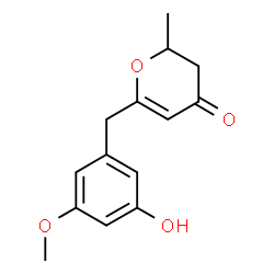 ChemSpider 2D Image | 6-(3-Hydroxy-5-methoxybenzyl)-2-methyl-2,3-dihydro-4H-pyran-4-one | C14H16O4
