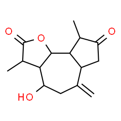 ChemSpider 2D Image | 4-Hydroxy-3,9-dimethyl-6-methyleneoctahydroazuleno[4,5-b]furan-2,8(3H,4H)-dione | C15H20O4