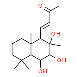 ChemSpider 2D Image | (3E)-4-(2,3,4-Trihydroxy-2,5,5,8a-tetramethyldecahydro-1-naphthalenyl)-3-buten-2-one | C18H30O4