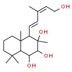 ChemSpider 2D Image | 4-[(1E,3Z)-5-Hydroxy-3-methyl-1,3-pentadien-1-yl]-3,4a,8,8-tetramethyldecahydro-1,2,3-naphthalenetriol | C20H34O4