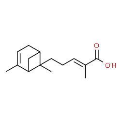 ChemSpider 2D Image | (2E)-5-(2,6-Dimethylbicyclo[3.1.1]hept-2-en-6-yl)-2-methyl-2-pentenoic acid | C15H22O2