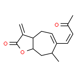 ChemSpider 2D Image | 7-Methyl-3-methylene-6-[(1Z)-3-oxo-1-buten-1-yl]-3,3a,4,7,8,8a-hexahydro-2H-cyclohepta[b]furan-2-one | C15H18O3