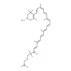 ChemSpider 2D Image | (8E,10E,12E,14E,16E,18E,20E,22Z,24E)-25-(4-Hydroxy-2,6,6-trimethyl-1-cyclohexen-1-yl)-6,6,10,14,19,23-hexamethyl-8,10,12,14,16,18,20,22,24-pentacosanonaene-2,7-dione | C40H56O3