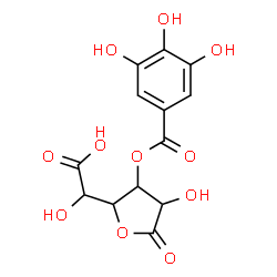 ChemSpider 2D Image | Hydroxy{4-hydroxy-5-oxo-3-[(3,4,5-trihydroxybenzoyl)oxy]tetrahydro-2-furanyl}acetic acid (non-preferred name) | C13H12O11