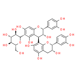 ChemSpider 2D Image | (1R)-1,5-Anhydro-1-[(2R,2'R,3R,3'R,4R)-2,2'-bis(3,4-dihydroxyphenyl)-3,3',5,5',7,7'-hexahydroxy-3,3',4,4'-tetrahydro-2H,2'H-4,8'-bichromen-6-yl]-D-glucitol | C36H36O17