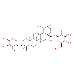 ChemSpider 2D Image | 1-O-[(3beta,5xi,9xi,19alpha)-3-(alpha-L-Arabinopyranosyloxy)-19-hydroxy-28-oxoolean-12-en-28-yl]-beta-D-glucopyranose | C41H66O13