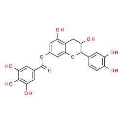 ChemSpider 2D Image | 2-(3,4-Dihydroxyphenyl)-3,5-dihydroxy-3,4-dihydro-2H-chromen-7-yl 3,4,5-trihydroxybenzoate | C22H18O10