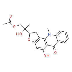 ChemSpider 2D Image | 2-Hydroxy-2-(5-hydroxy-11-methyl-6-oxo-1,2,6,11-tetrahydrofuro[2,3-c]acridin-2-yl)propyl acetate | C21H21NO6