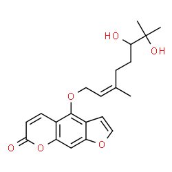 ChemSpider 2D Image | 4-{[(2Z)-6,7-Dihydroxy-3,7-dimethyl-2-octen-1-yl]oxy}-7H-furo[3,2-g]chromen-7-one | C21H24O6