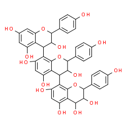 ChemSpider 2D Image | 2,2',2''-Tris(4-hydroxyphenyl)-3,3',3'',4,4',4''-hexahydro-2H,2'H,2''H-4,8':4',8''-terchromene-3,3',3'',4'',5,5',5'',7,7',7''-decol | C45H38O16