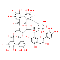 ChemSpider 2D Image | 46-[2-(3,4-Dihydroxyphenyl)-3,5,7-trihydroxy-3,4-dihydro-2H-chromen-8-yl]-7,8,9,12,13,14,25,26,27,30,31,32,35,36,37-pentadecahydroxy-3,18,21,41,43-pentaoxanonacyclo[27.13.3.1~38,42~.0~2,20~.0~5,10~.0~
11,16~.0~23,28~.0~33,45~.0~34,39~]hexatetraconta-5,7,9,11,13,15,23,25,27,29(45),30,32,34,36,38-pentadecaene-4,17,22,40,44-pentone | C56H38O31