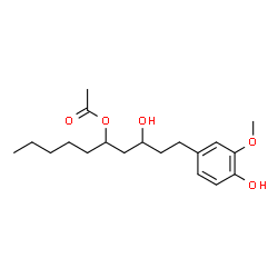 ChemSpider 2D Image | 3-Hydroxy-1-(4-hydroxy-3-methoxyphenyl)-5-decanyl acetate | C19H30O5