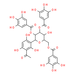 ChemSpider 2D Image | 1-(3-Acetyl-2,4,6-trihydroxyphenyl)-1,5-anhydro-2,3,6-tris-O-(3,4,5-trihydroxybenzoyl)hexitol | C35H30O21