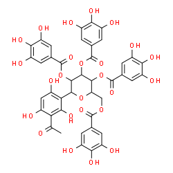 ChemSpider 2D Image | 1-(3-Acetyl-2,4,6-trihydroxyphenyl)-1,5-anhydro-2,3,4,6-tetrakis-O-(3,4,5-trihydroxybenzoyl)hexitol | C42H34O25