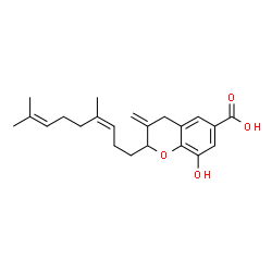 ChemSpider 2D Image | 2-[(3Z)-4,8-Dimethyl-3,7-nonadien-1-yl]-8-hydroxy-3-methylene-6-chromanecarboxylic acid | C22H28O4