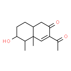 ChemSpider 2D Image | 3-Acetyl-6-hydroxy-4a,5-dimethyl-4a,5,6,7,8,8a-hexahydro-2(1H)-naphthalenone | C14H20O3