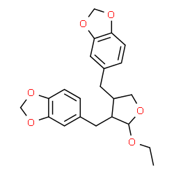 ChemSpider 2D Image | 5,5'-[(2-Ethoxytetrahydrofuran-3,4-diyl)bis(methylene)]bis(1,3-benzodioxole) | C22H24O6