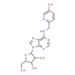 ChemSpider 2D Image | N-[(5-Hydroxy-2-pyridinyl)methyl]-9-pentofuranosyl-9H-purin-6-amine | C16H18N6O5