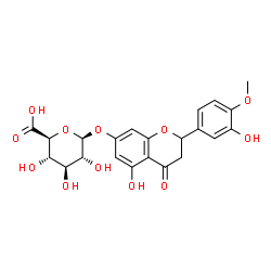 ChemSpider 2D Image | 5-Hydroxy-2-(3-hydroxy-4-methoxyphenyl)-4-oxo-3,4-dihydro-2H-chromen-7-yl beta-D-glucopyranosiduronic acid | C22H22O12