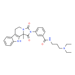 ChemSpider 2D Image | N-[3-(Diethylamino)propyl]-3-(11b-methyl-1,3-dioxo-5,6,11,11b-tetrahydro-1H-imidazo[1',5':1,2]pyrido[3,4-b]indol-2(3H)-yl)benzamide | C28H33N5O3