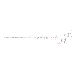 ChemSpider 2D Image | S-{(9R)-1-[(2R,3S,4R,5R)-5-(6-Amino-9H-purin-9-yl)-4-hydroxy-3-(phosphonooxy)tetrahydro-2-furanyl]-3,5,9-trihydroxy-8,8-dimethyl-3,5-dioxido-10,14-dioxo-2,4,6-trioxa-11,15-diaza-3lambda~5~,5lambda~5~-
diphosphaheptadecan-17-yl} (6Z,9Z,12Z,15Z)-6,9,12,15-octadecatetraenethioate (non-preferred name) | C39H62N7O17P3S