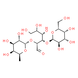ChemSpider 2D Image | 6-Deoxy-alpha-L-galactopyranosyl-(1->2)-[alpha-D-galactopyranosyl-(1->3)]-(5xi)-L-arabino-hexose | C18H32O15