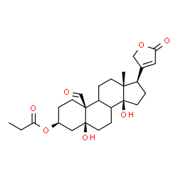 ChemSpider 2D Image | (3beta,5beta,8xi,9xi)-5,14-Dihydroxy-19-oxo-3-(propionyloxy)card-20(22)-enolide | C26H36O7