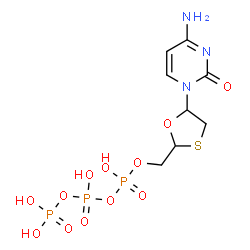 ChemSpider 2D Image | Triphosphoric acid, mono[[5-(4-amino-2-oxo-1(2H)-pyrimidinyl)-1,3-oxathiolan-2-yl]methyl] ester | C8H14N3O12P3S