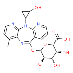 ChemSpider 2D Image | 11-(2-Hydroxycyclopropyl)-4-methyl-11H-dipyrido[3,2-b:2',3'-e][1,4]diazepin-6-yl D-glucopyranosiduronic acid | C21H22N4O8