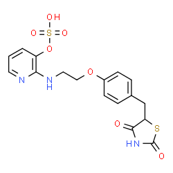 ChemSpider 2D Image | 2-[(2-{4-[(2,4-Dioxo-1,3-thiazolidin-5-yl)methyl]phenoxy}ethyl)amino]-3-pyridinyl hydrogen sulfate | C17H17N3O7S2