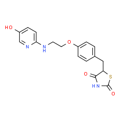 ChemSpider 2D Image | 5-(4-{2-[(5-Hydroxy-2-pyridinyl)amino]ethoxy}benzyl)-1,3-thiazolidine-2,4-dione | C17H17N3O4S