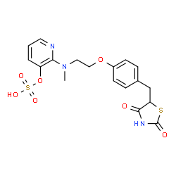 ChemSpider 2D Image | 2-[(2-{4-[(2,4-Dioxo-1,3-thiazolidin-5-yl)methyl]phenoxy}ethyl)(methyl)amino]-3-pyridinyl hydrogen sulfate | C18H19N3O7S2